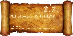 Mihalovics Kristóf névjegykártya